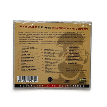 U.K. Subs - Live ‘N’ Loud 89 CD